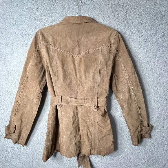 Marcelle Renee Leather‎ Suede Jacket Womens M Brown Long Sleeve Full Zip READ - Picture 2 of 16